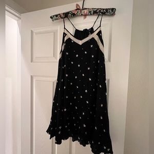 AQUA Dress in Black with White Stars